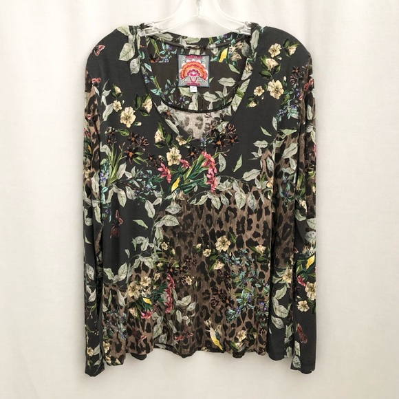 Johnny Was Ash Bird Leopard Swing Top Size Medium - Picture 1 of 10